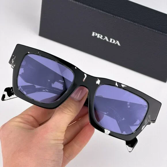 NEW Prada PRA06S 15O50B Tortoise Black Violet Mirror Square Unisex Sunglasses Prada Men Sunglasses Tortoise Black Violet Silver Square  main image 4
